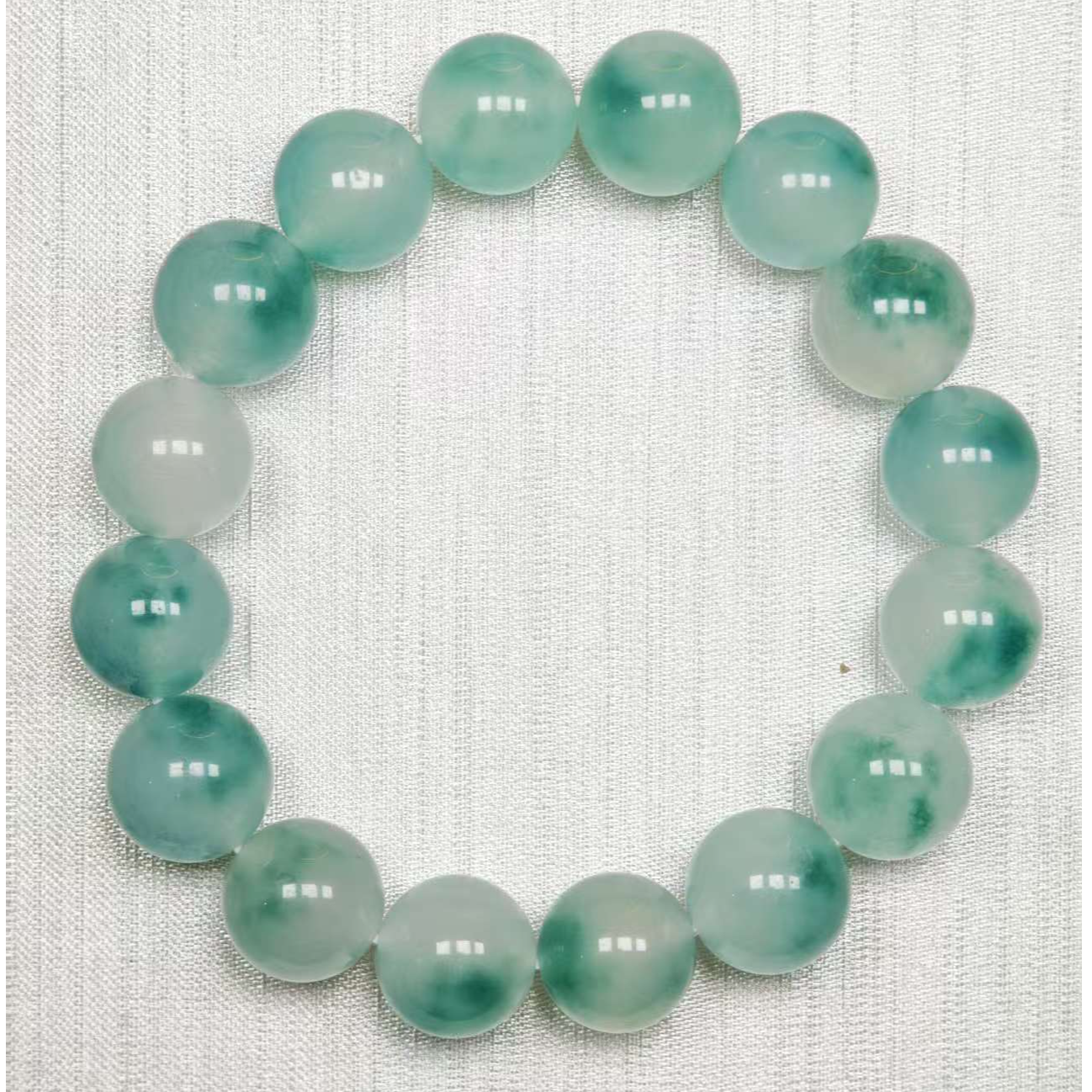 高品质甄选14mm冰飘蓝花珠子手串