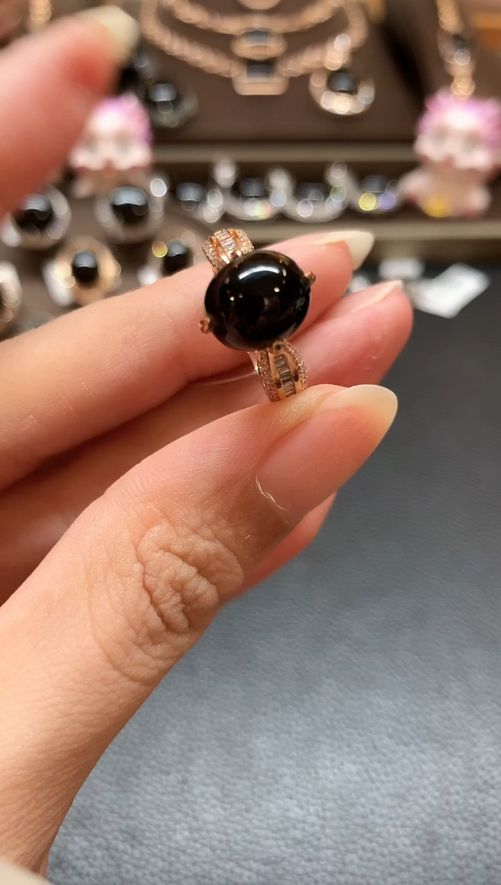 翡翠戒指18K金镶嵌n3   