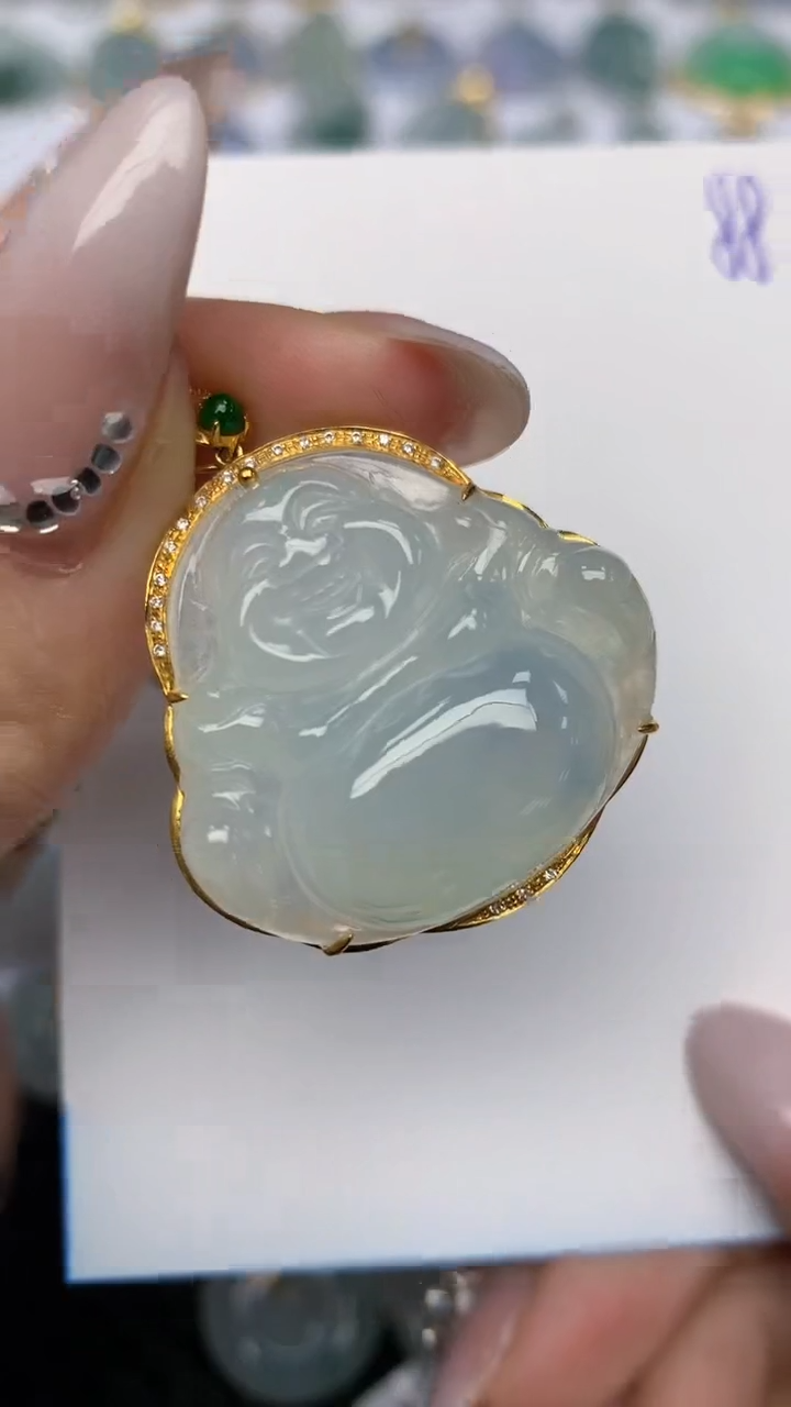 【闪购商品】翡翠颈饰18K金镶嵌天然翡翠A货 88