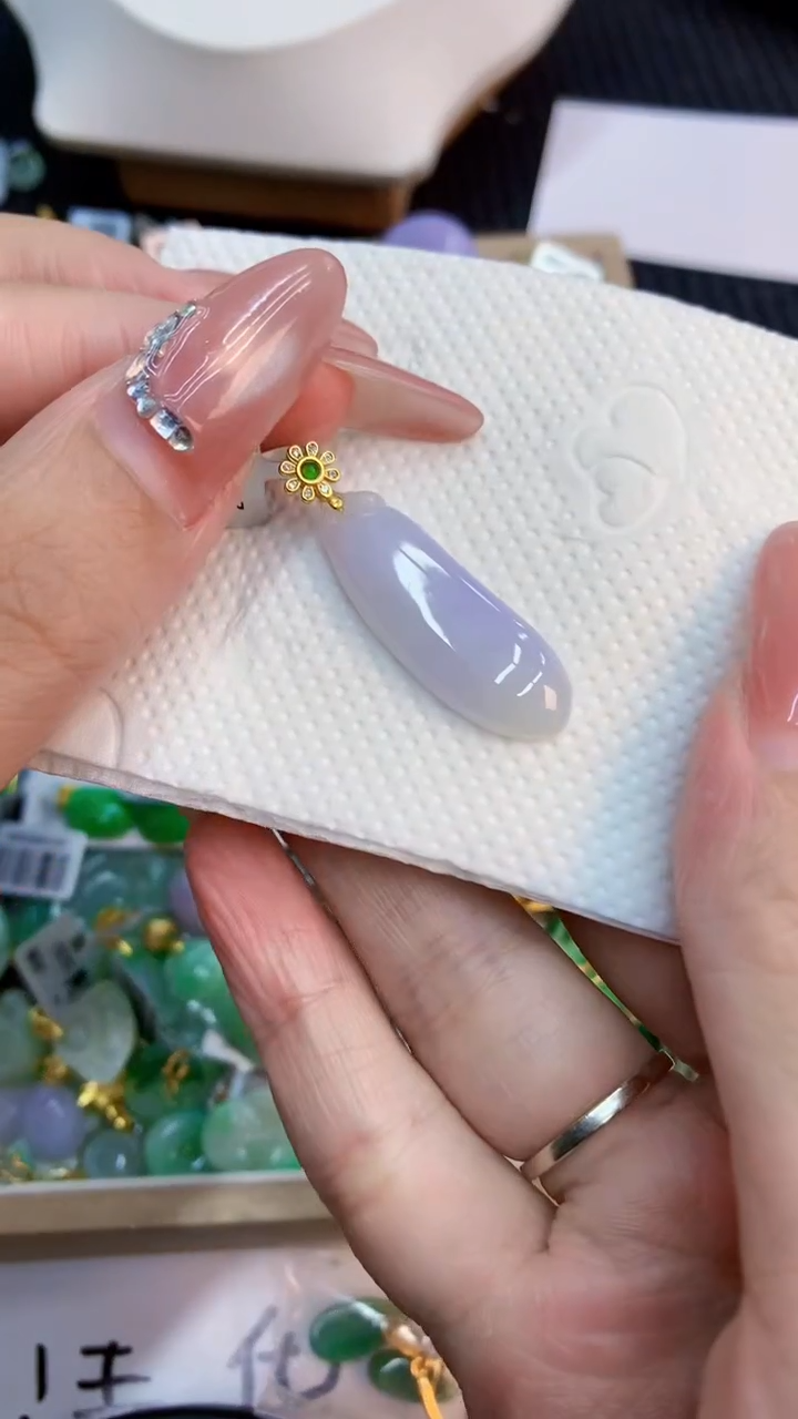 翡翠银S925镶嵌吊坠(不含链)1