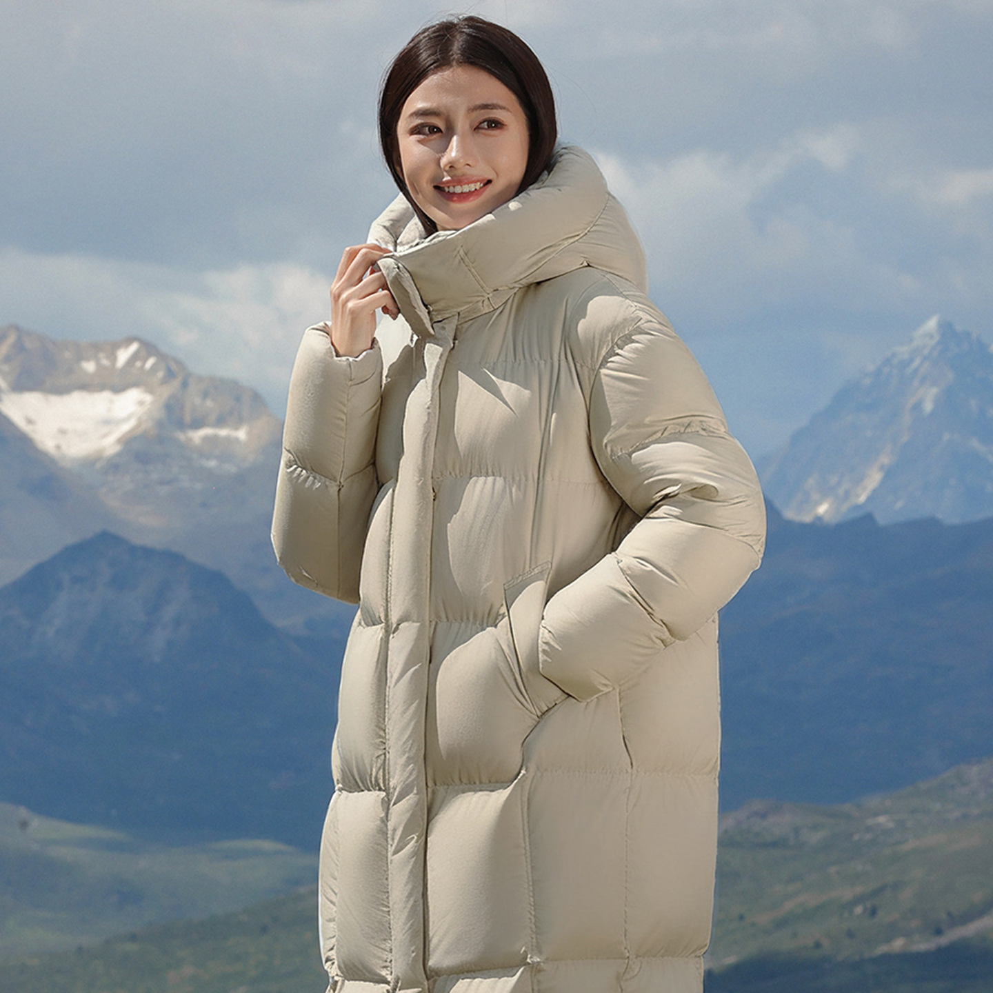 登美司「上新95鹅！」女装长款过膝羽绒服云感泡芙超轻超暖！