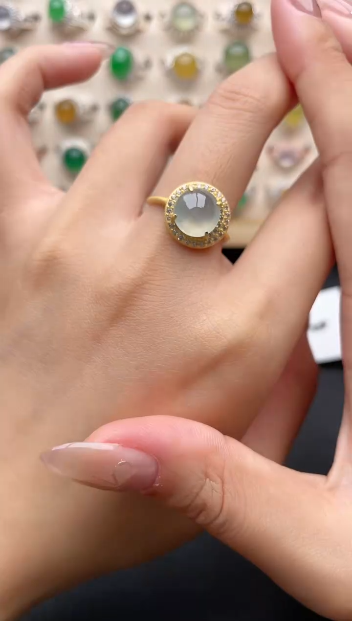 【闪购商品】翡翠戒指银S925镶嵌一物一证一礼盒