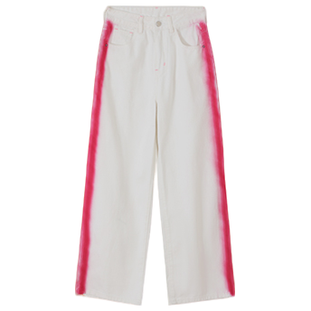 Q  简约时尚百搭直筒白色牛仔裤女士宽松长裤-8059