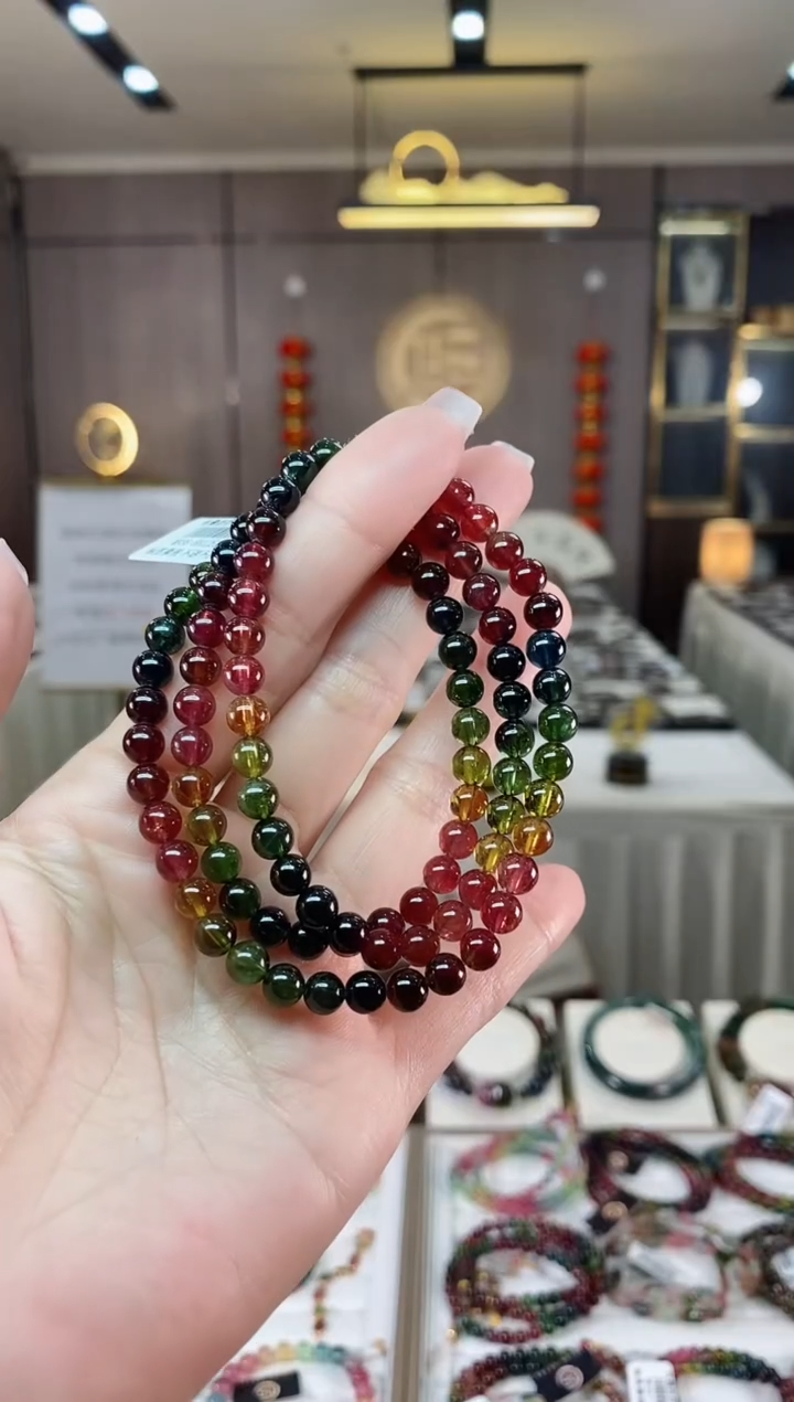 【闪购商品】碧玺三圈手串5.6mm+未镶嵌（多样性发一条）hon