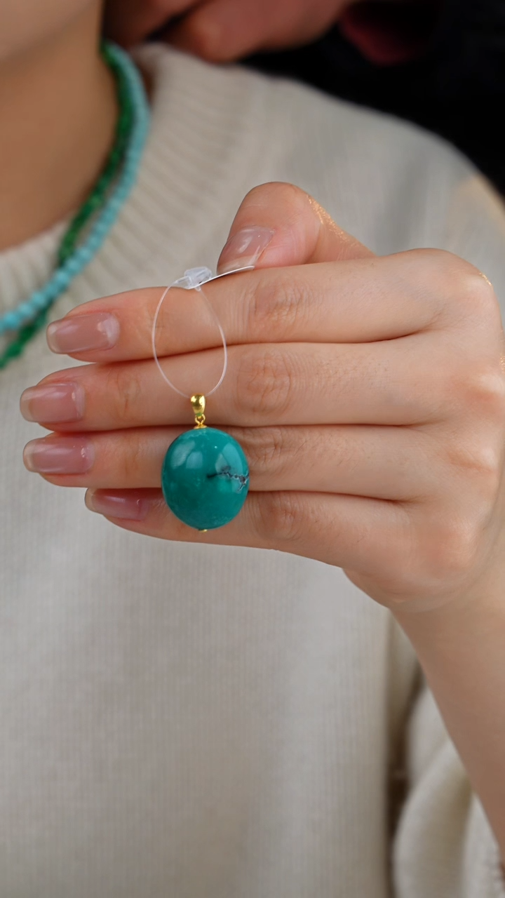 【闪购商品】绿松石吊坠(不含链)18K金镶嵌1