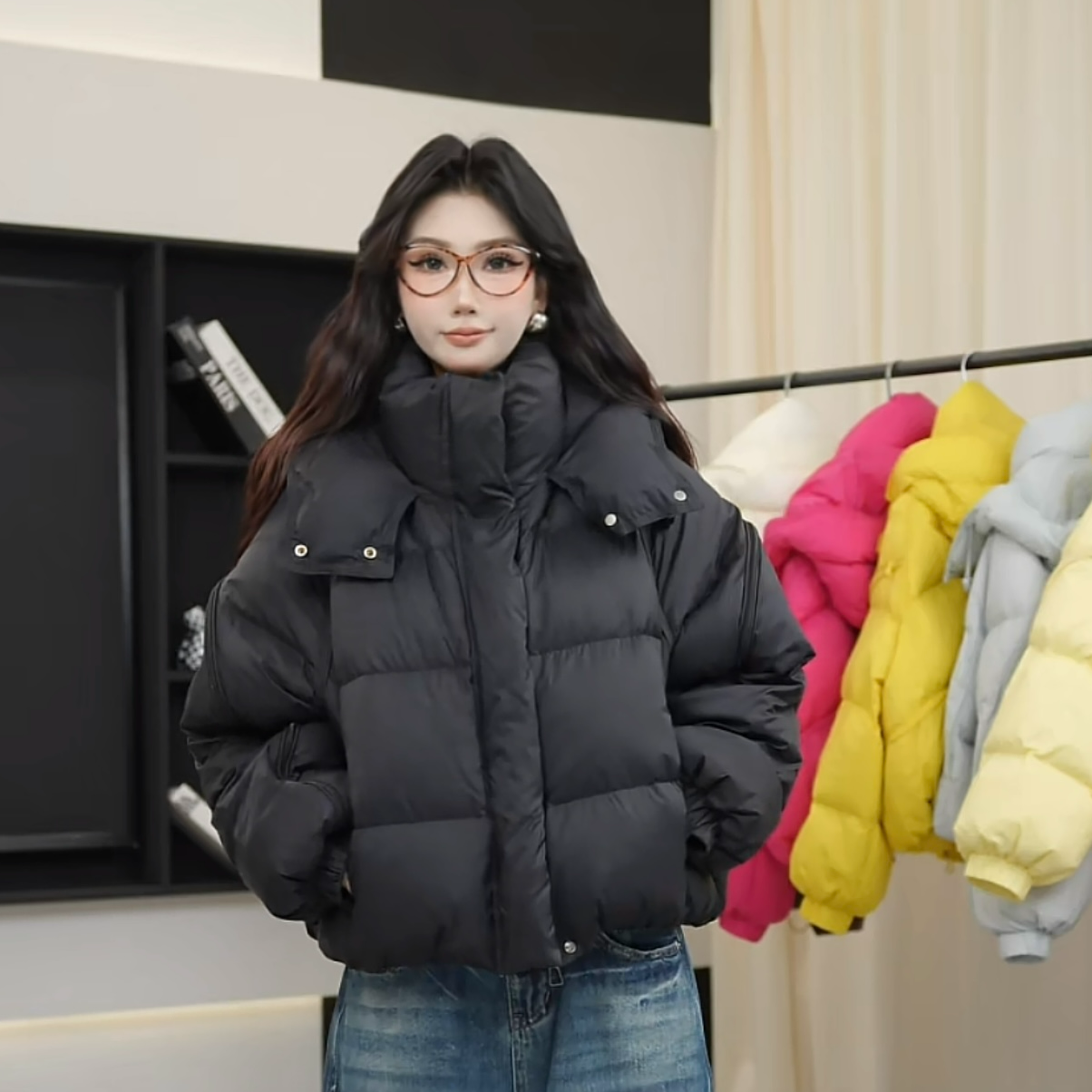 拉链短款立领加厚时尚百搭羽绒服女韩版冬季宽松外套