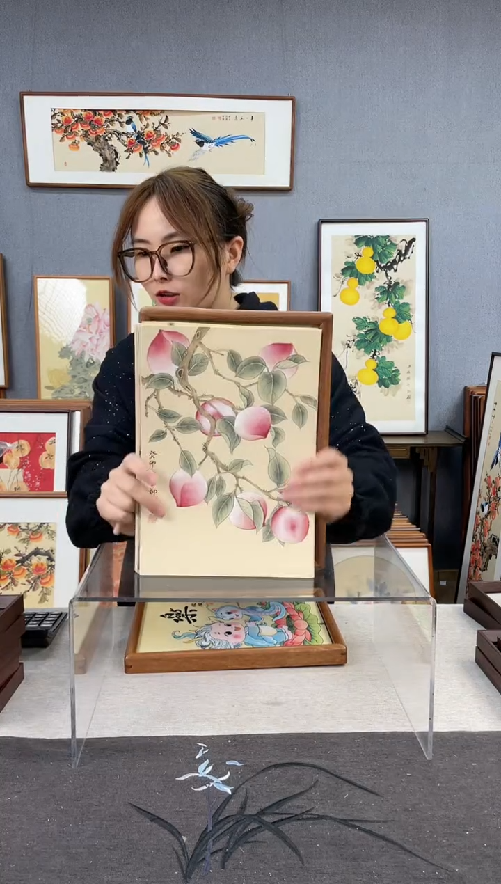 【闪购商品】国画A4-23*32摆台手绘作品-