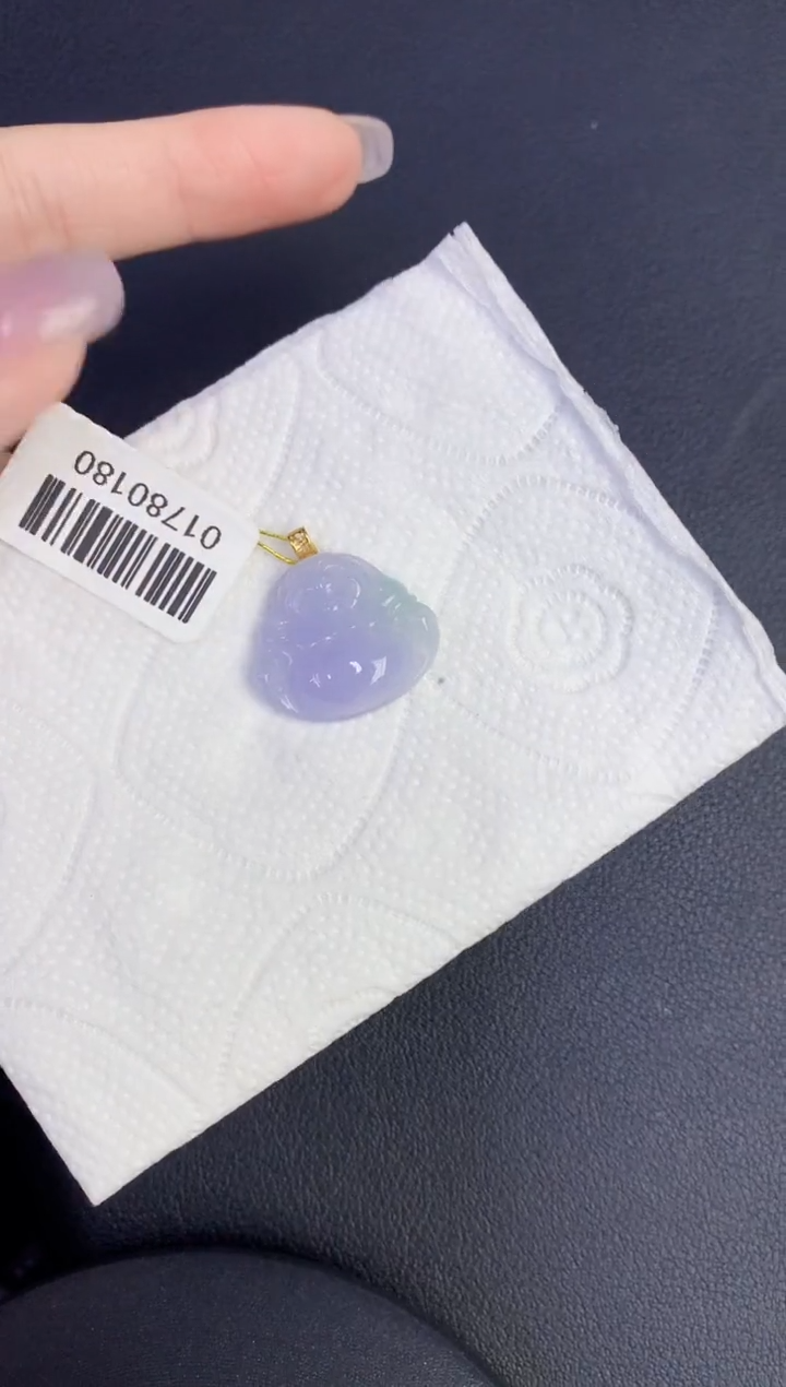 颈饰18K金镶嵌翡翠缅甸天然翡翠A货