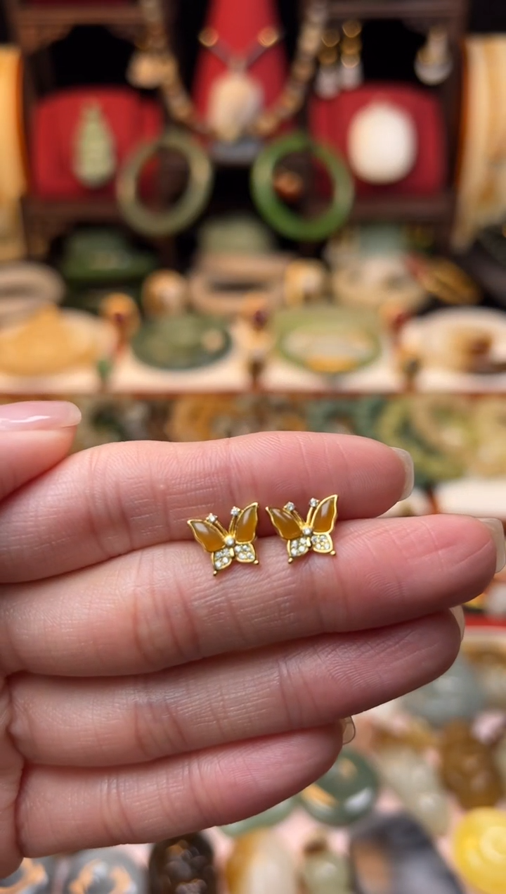 【闪购商品】和田玉耳饰银S925镶嵌福利