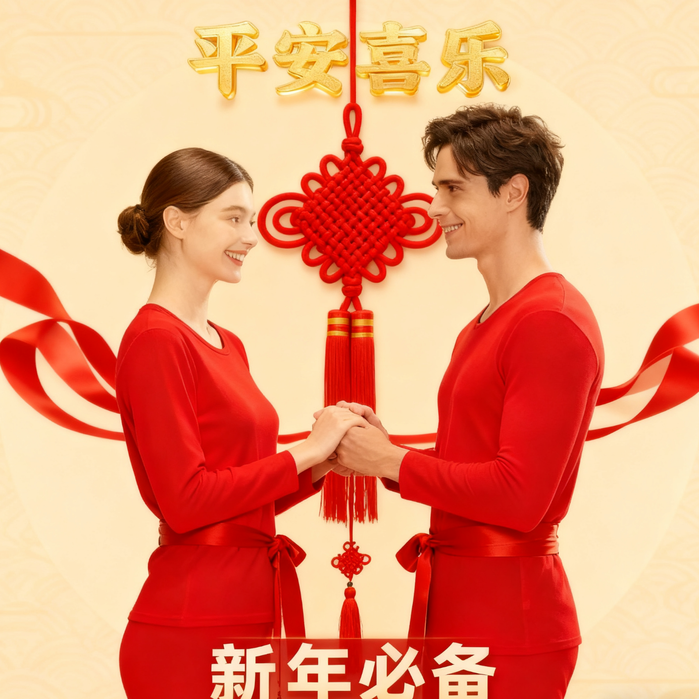 本命年鸿运当头羊毛蚕丝保暖套装