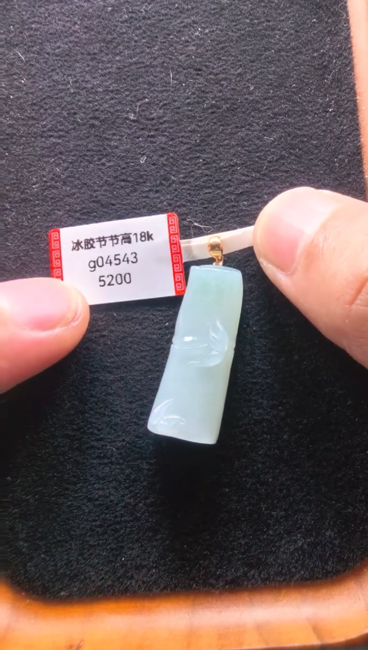 颈饰18K金镶嵌翡翠g04543-冰胶节节高