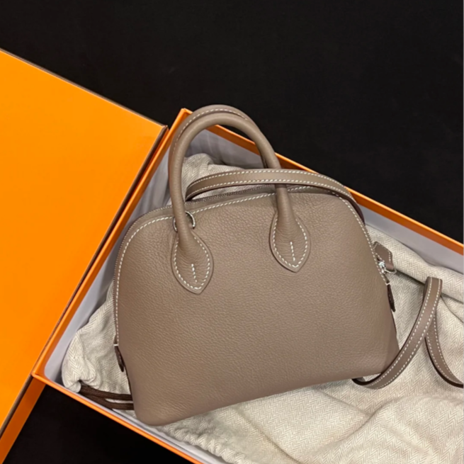 99新 Hermes/爱马仕 小花Jerry 5257125 保龄球 Mini 大象灰 U刻