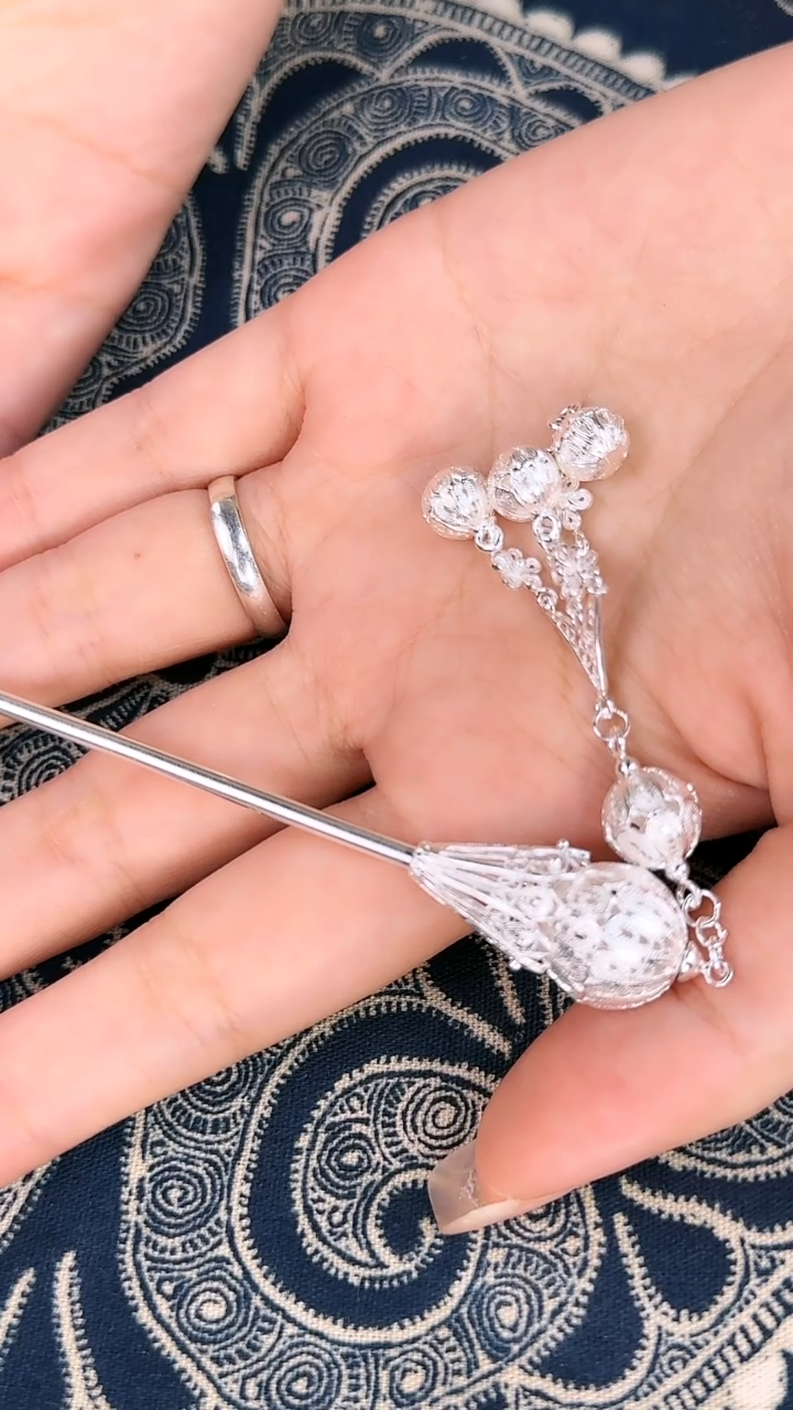 非金属无银笙蔓 足银花丝发簪