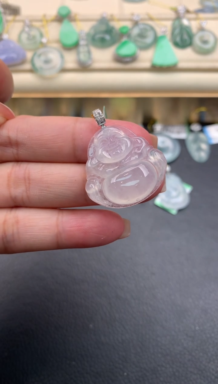 翡翠18K金镶嵌颈饰Q125