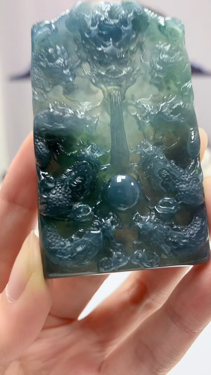 【闪购商品】定制翡翠未镶嵌4917zm-毛货挂件龙牌195