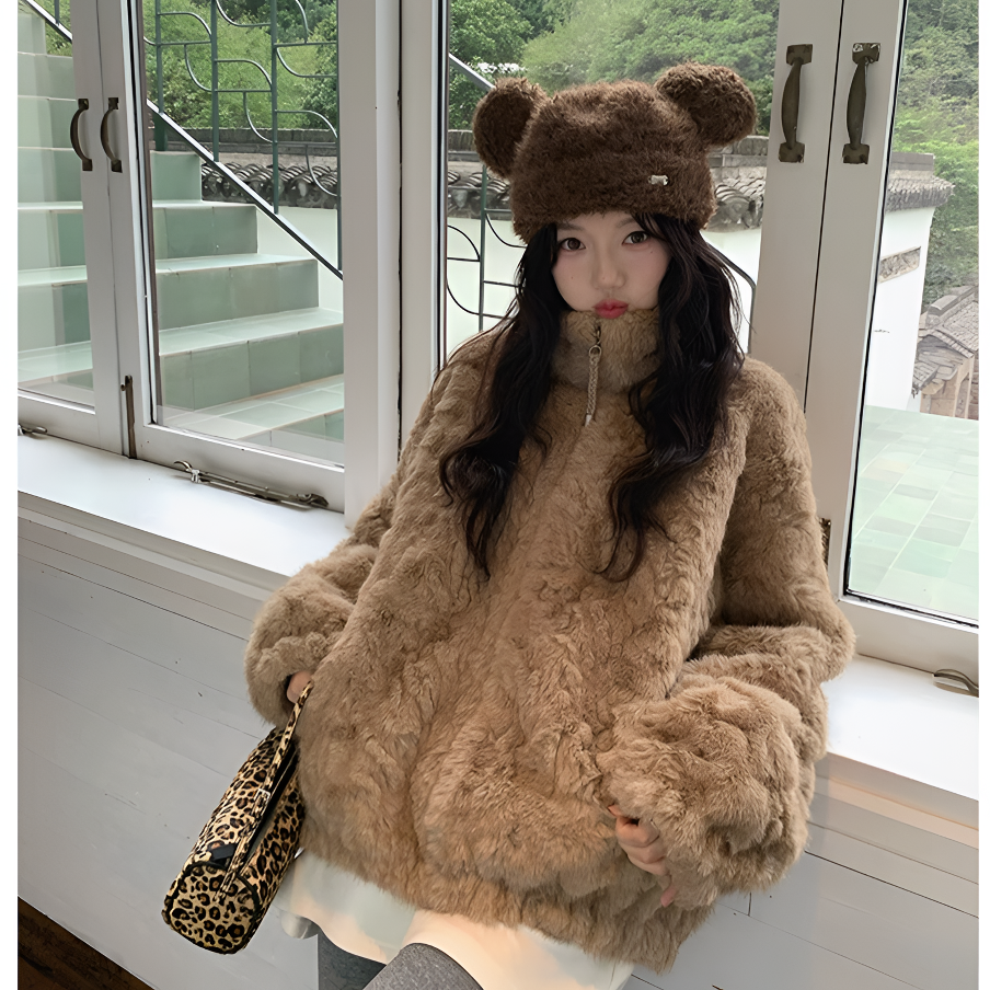 【当天发+运费险】【暮光琥珀】定制拉链毛毛 一体冬季保暖外套