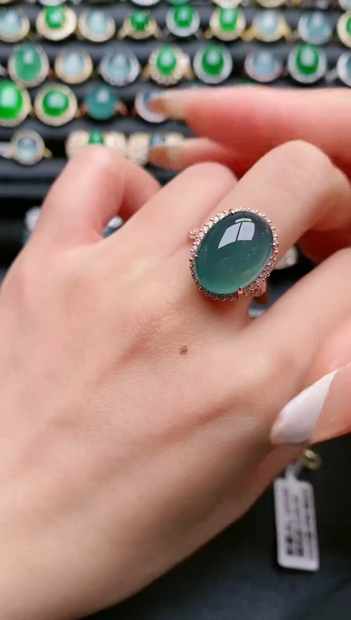 【闪购商品】翡翠戒指银S925镶嵌111111