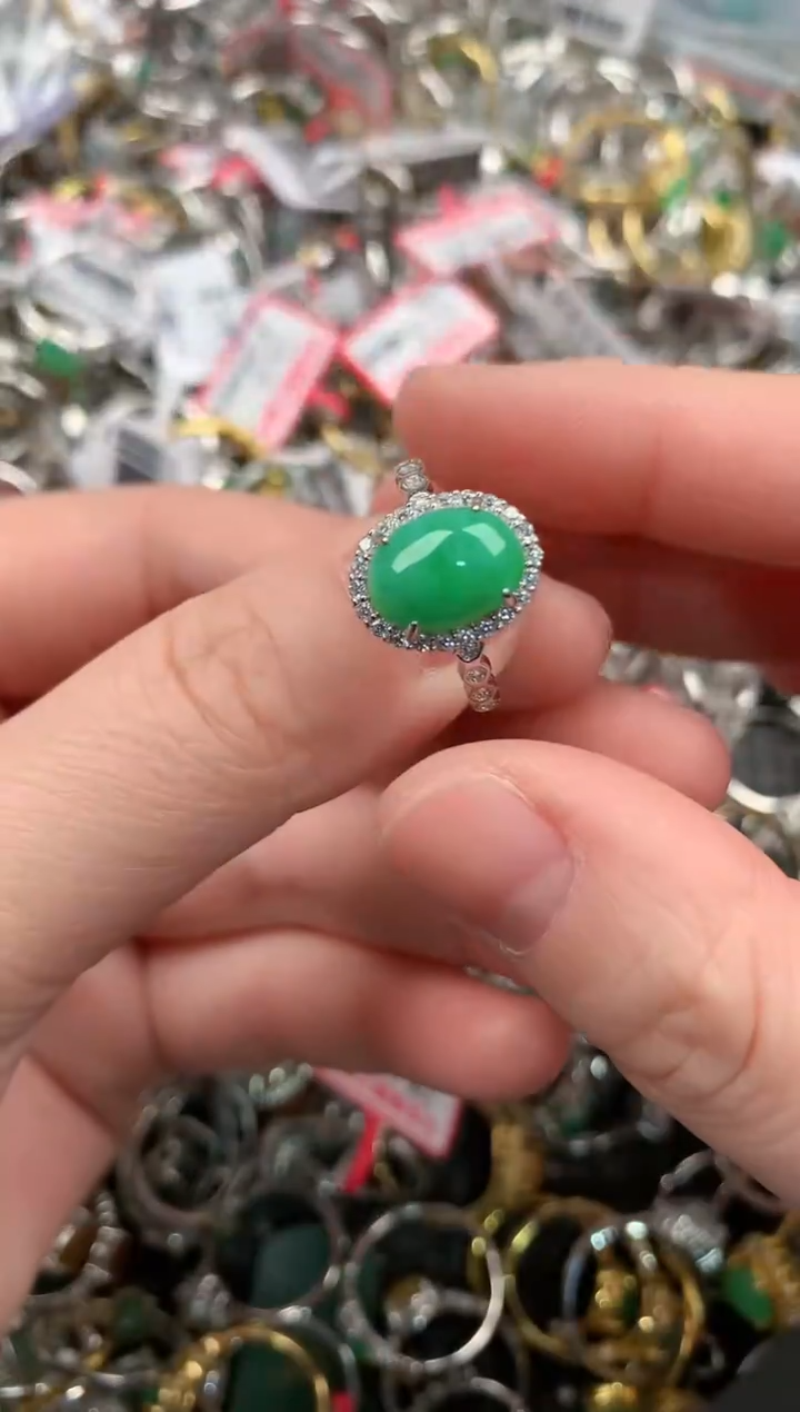 银S925镶嵌戒指翡翠999   8
