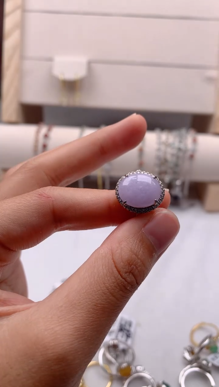 翡翠戒指银S925镶嵌3号