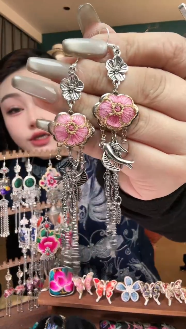 刺绣纯手工民族风刺绣耳环