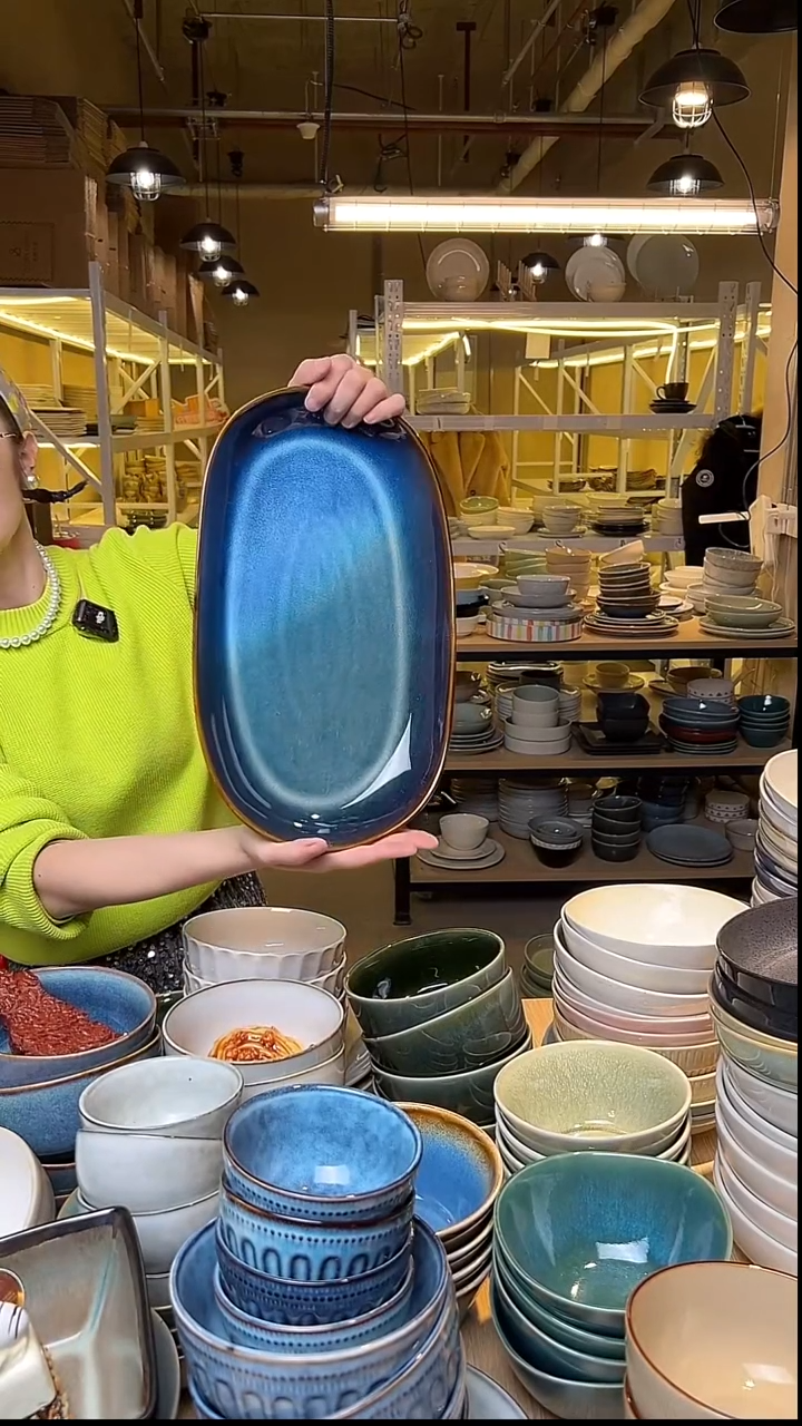 瓷314外贸尾货窑变釉下彩默认瑕疵