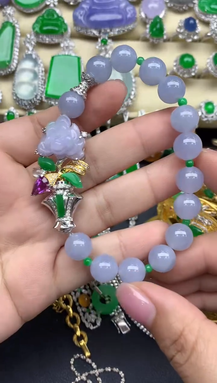 【闪购商品】翡翠手串18K金镶嵌633-中国好珍宝