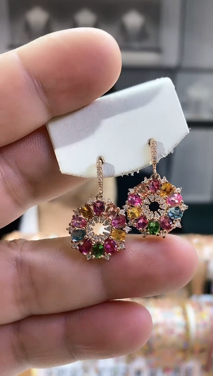 银S925镶嵌耳钉碧玺35354354354354