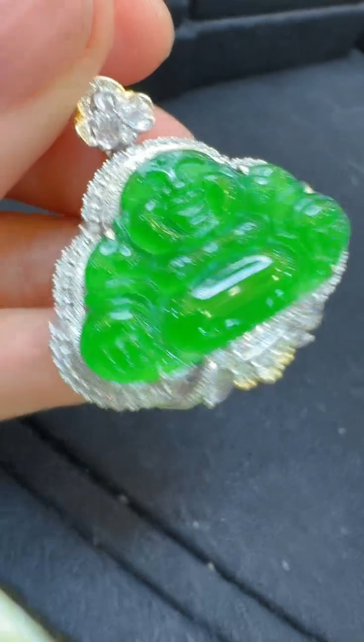 翡翠18K金镶嵌吊坠(不含链)多样性团购发一件