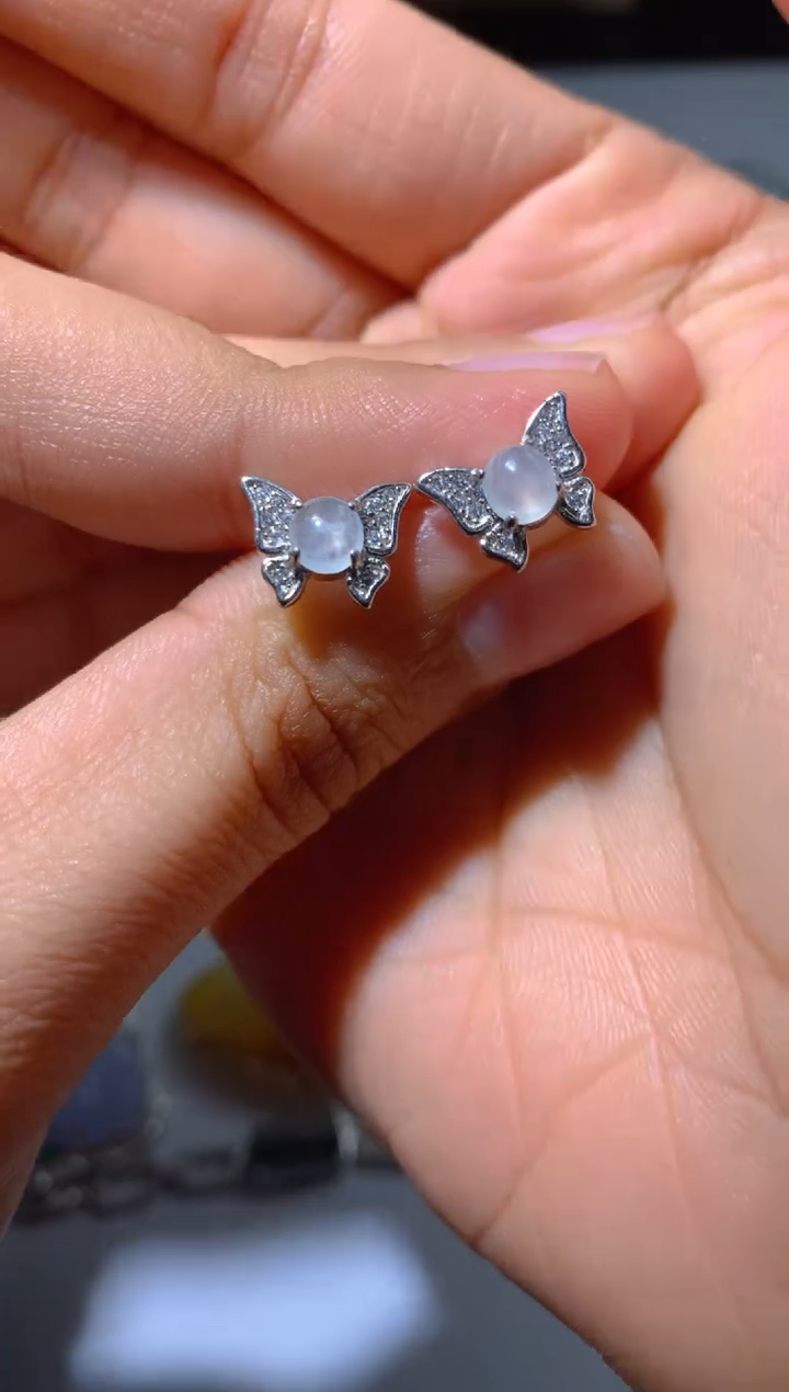 【闪购商品】翡翠耳饰银S925镶嵌净货