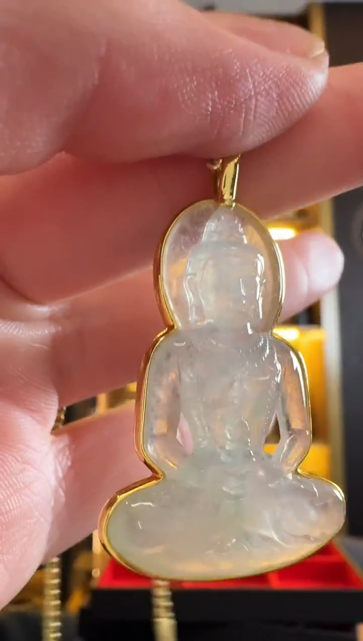 吊坠(不含链)18K金镶嵌翡翠吊坠