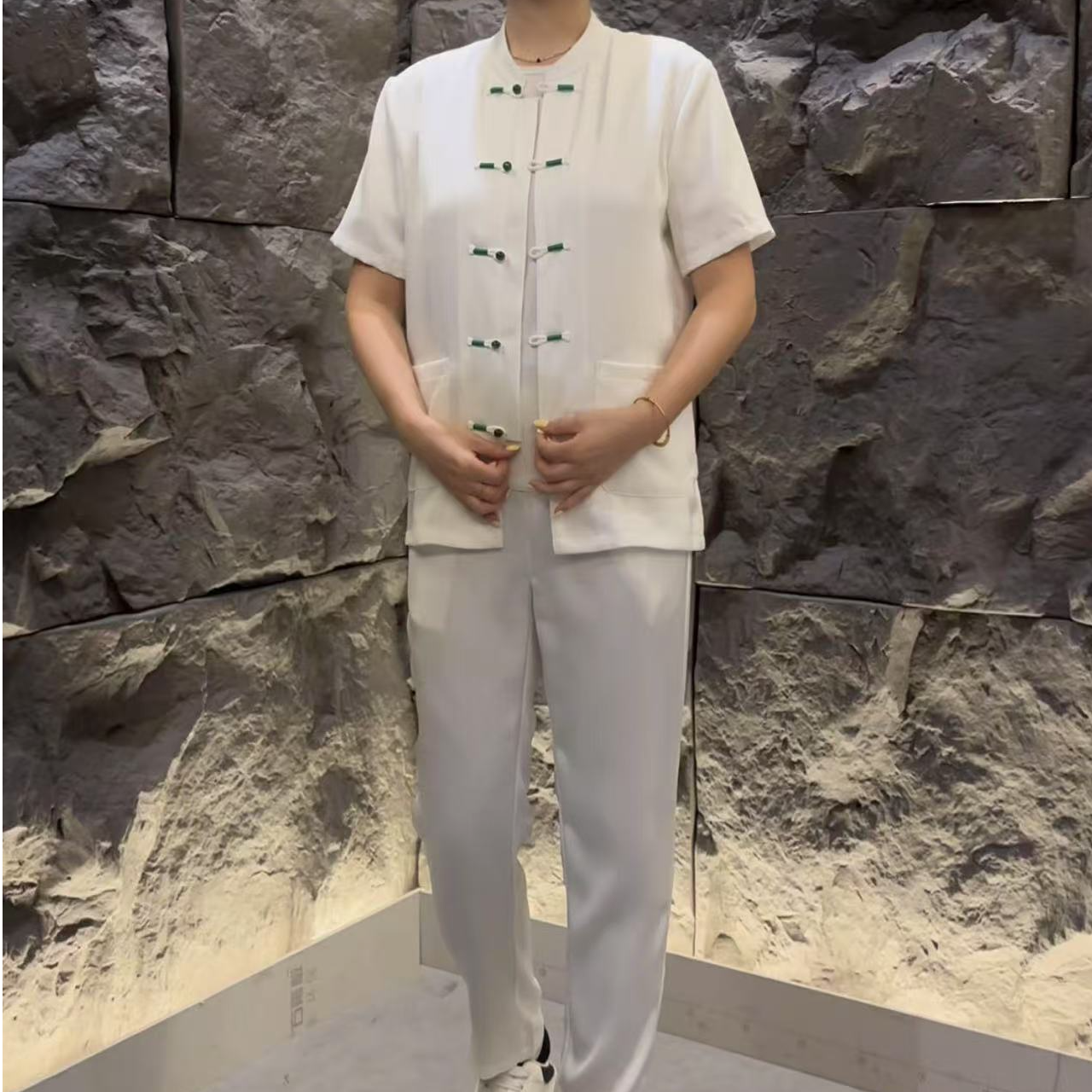 264208 086男士新款潮流时尚休闲唐装套装