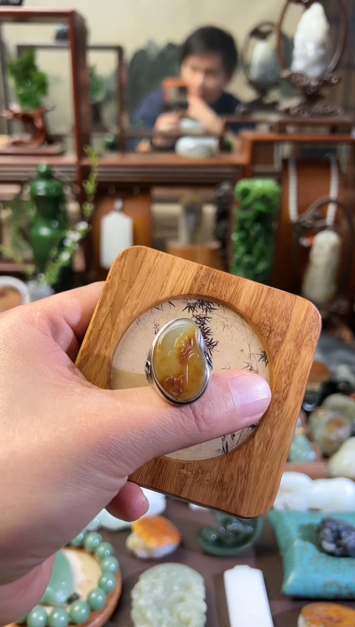 【闪购商品】和田玉戒指银S925镶嵌活口戒