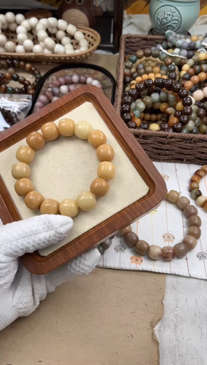 手串菩提根/象牙果a357 卡16.7 干磨奶咖老料