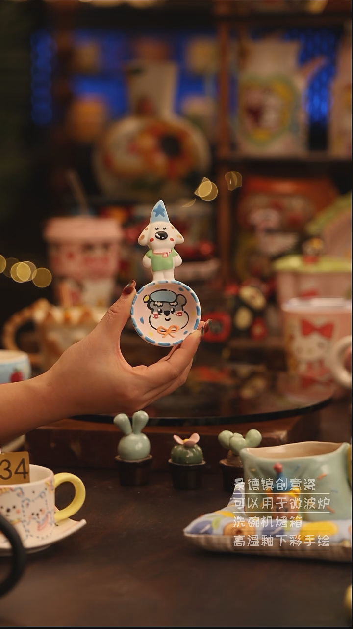 陶瓷景德镇可爱陶瓷釉下彩绘设计师款