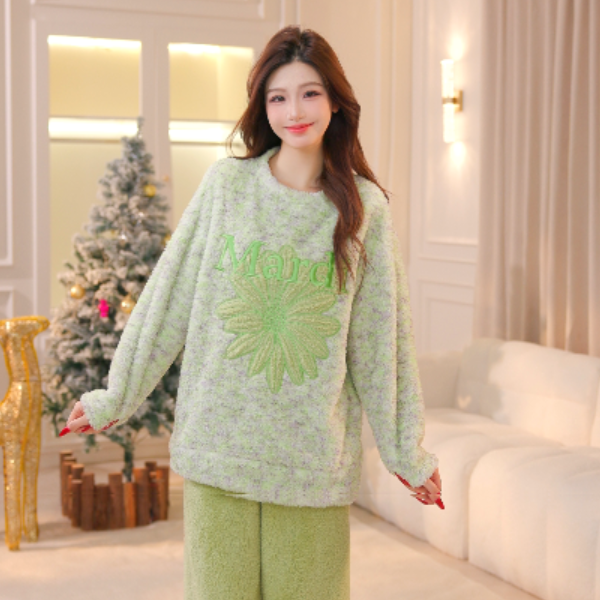 MARDI KNOW冬季舒适圆领睡衣青年家居服套装常规款时尚女女装