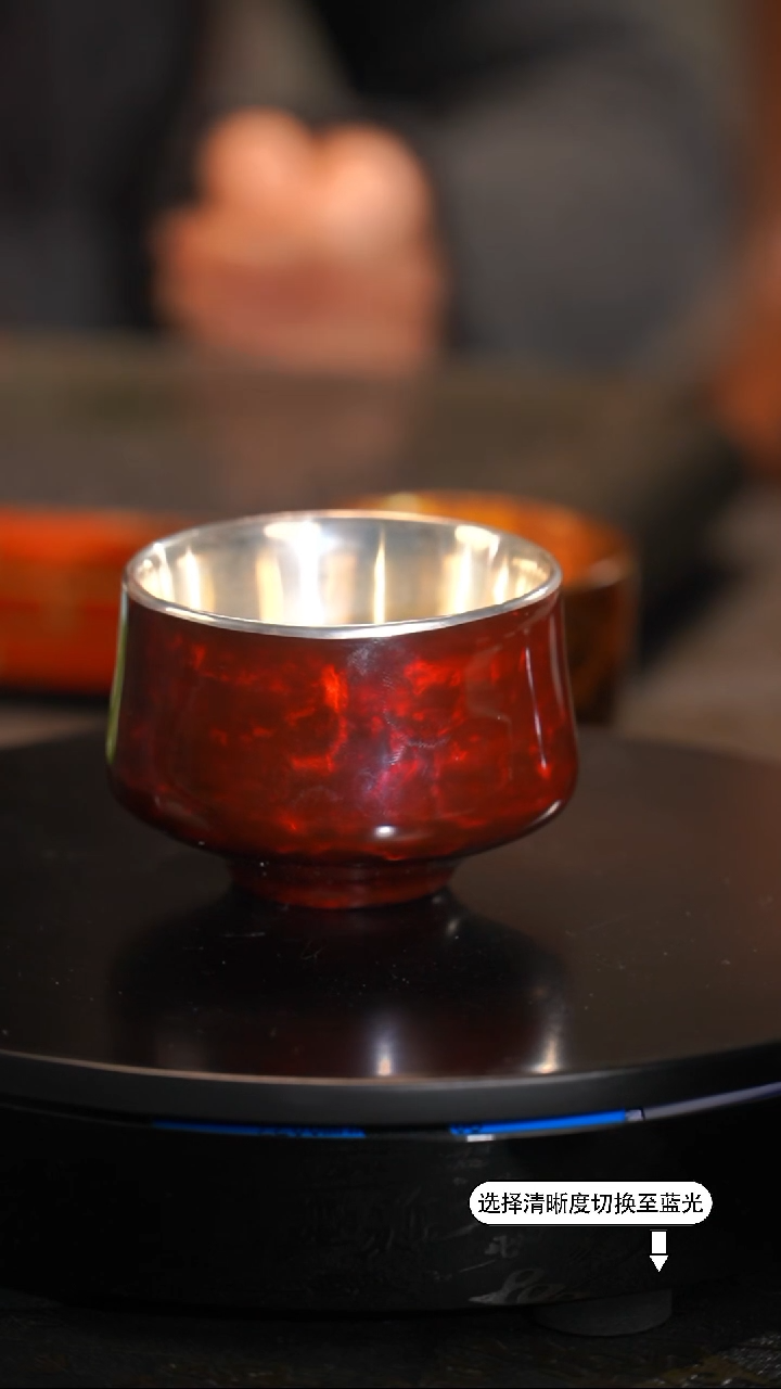 【闪购商品】沈绍安非遗漆器潘国建双层脱胎赤宝砂主人杯