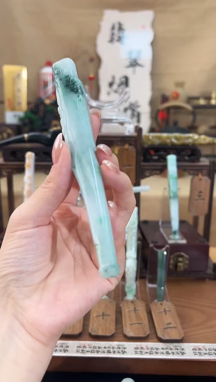 天然缅甸A货翡翠过滤烟嘴