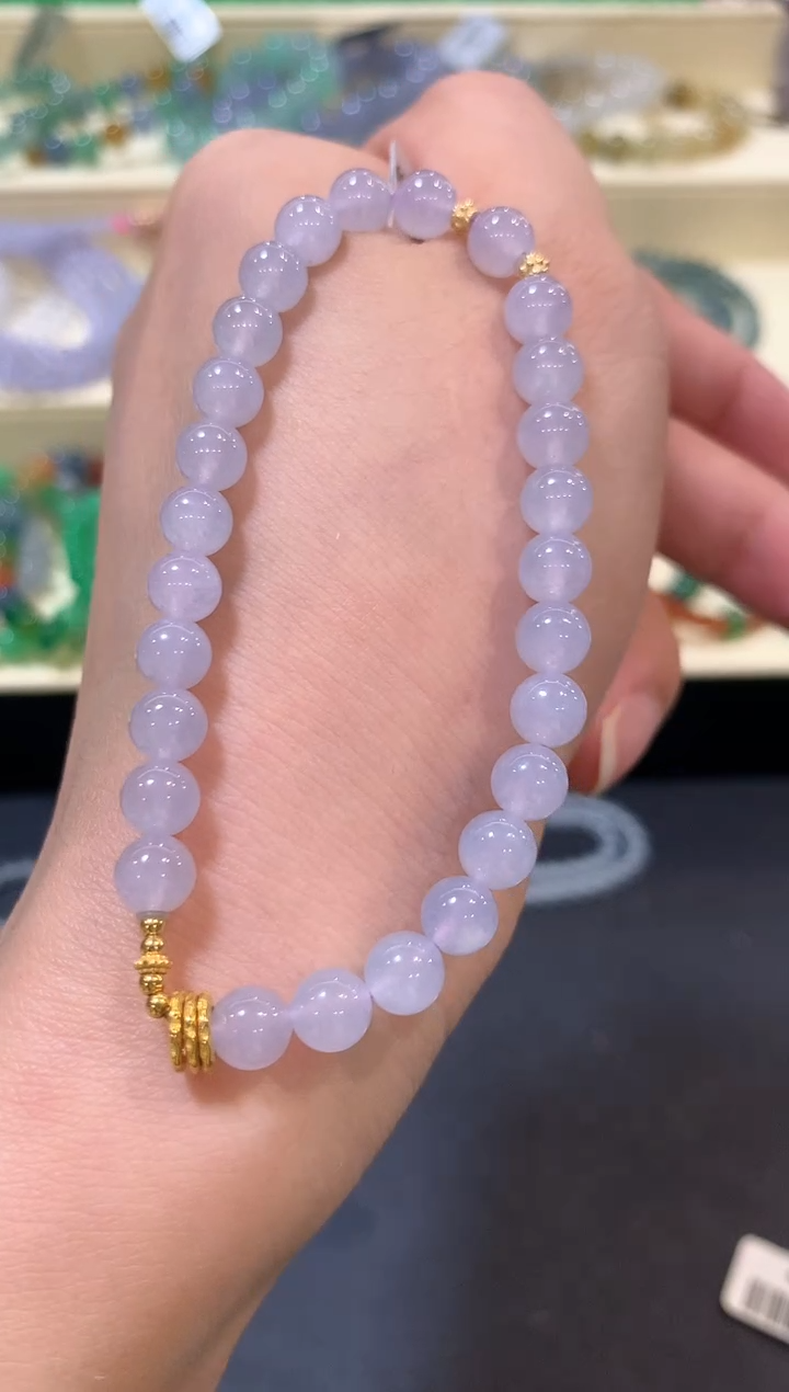 18K金镶嵌手串翡翠b110紫色有色差