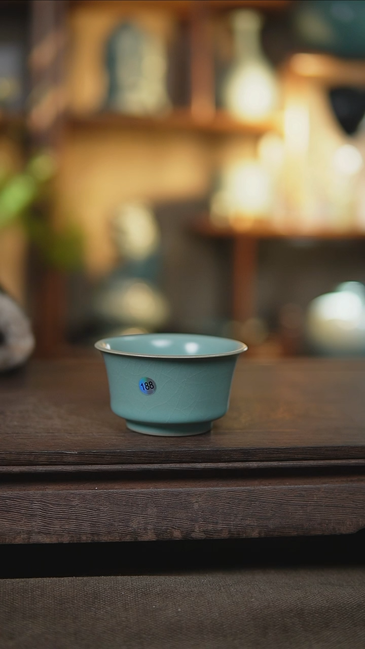 【闪购商品】杯仿古天青纯手工马蹄杯微瑕188