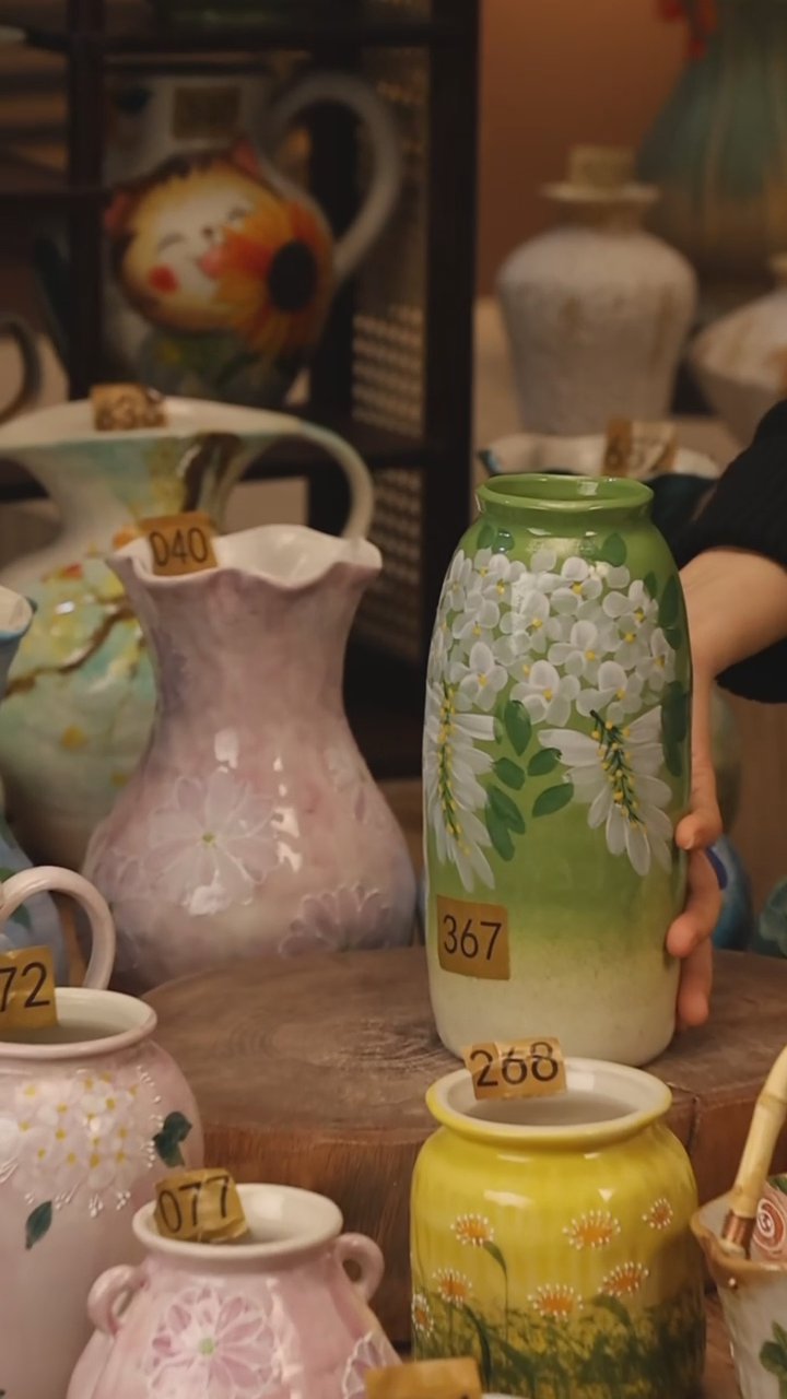 陶瓷景德镇设计师手作花器摆件侘寂风@M367@