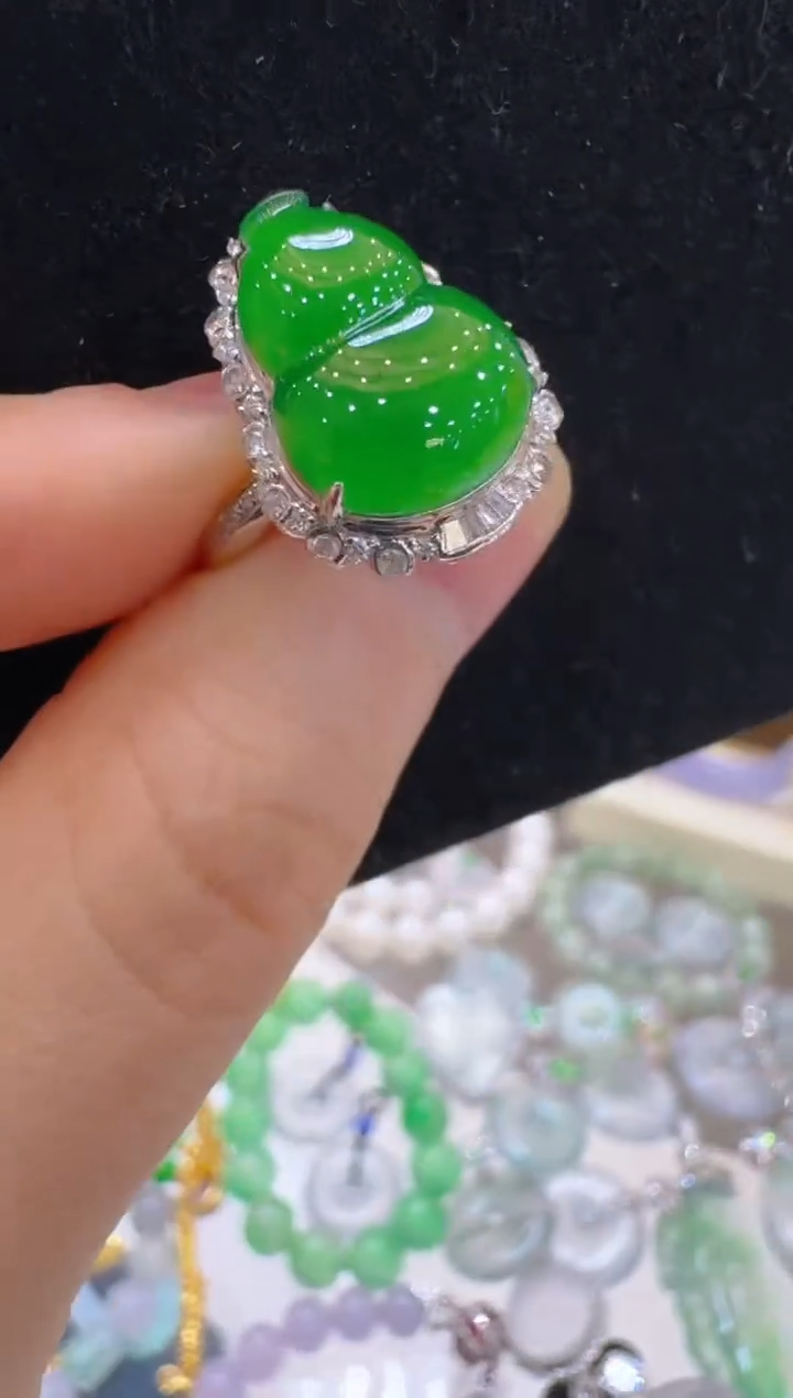 翡翠戒指18K金镶嵌多样性团购发一件