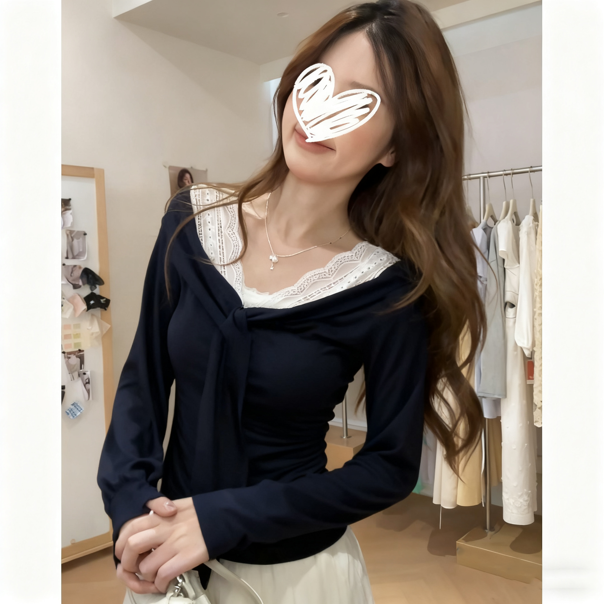 现货！纯欲风辣妹蕾丝拼接一字肩短袖T恤2025秋新款设计感绑带上衣