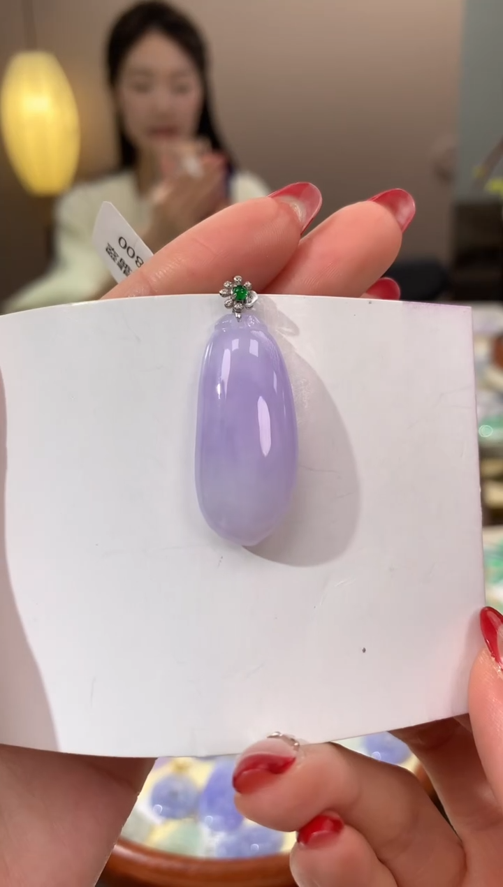 【闪购商品】翡翠颈饰18K金镶嵌天然缅甸a货翡翠