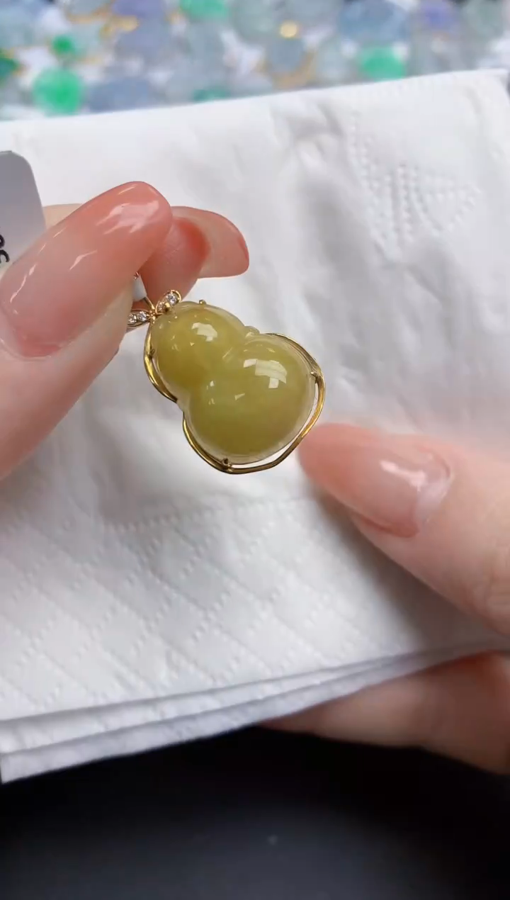 【闪购商品】翡翠颈饰18K金镶嵌天然缅甸翡翠A货