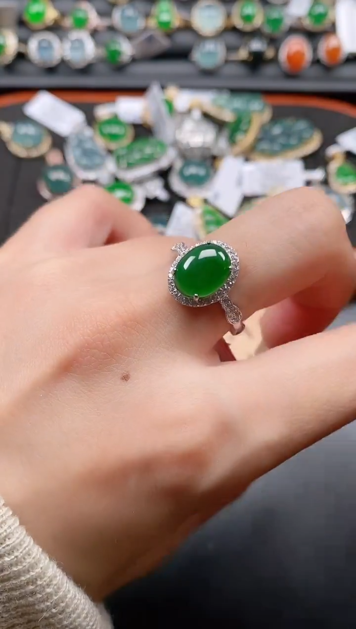 银S925镶嵌戒指翡翠111