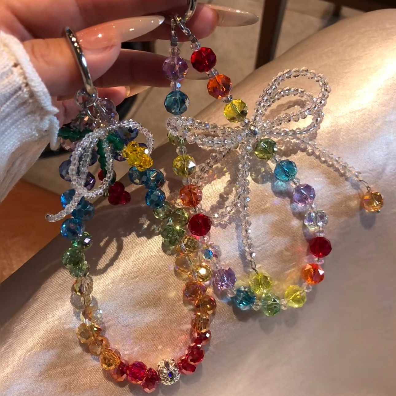 星空串珠网红爆闪DIY时尚手机链可作包挂车挂钥匙链钥匙挂