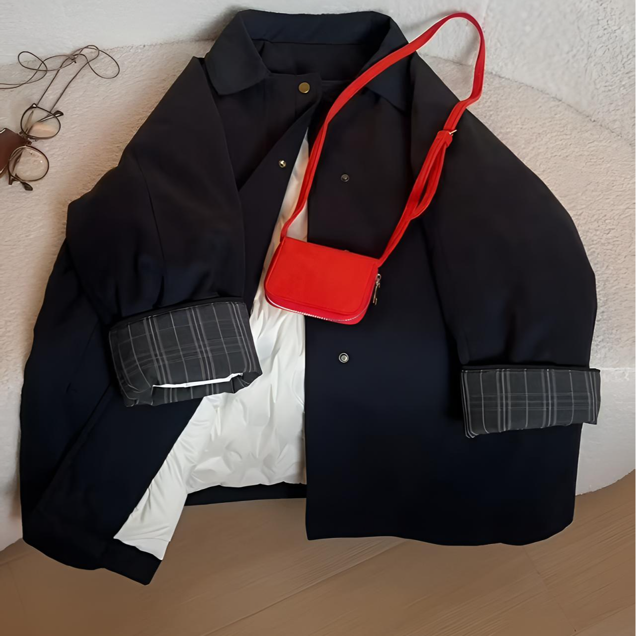 【90新国标白鸭绒】韩版高级感派克服女冬季新款挽袖翻领派克羽绒服