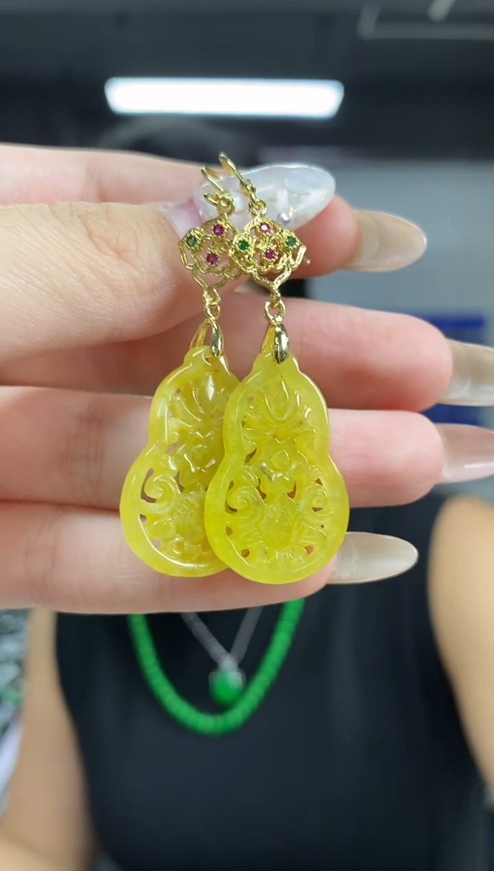 银S925镶嵌翡翠耳饰闪购链接 多样性发其一颜色微差