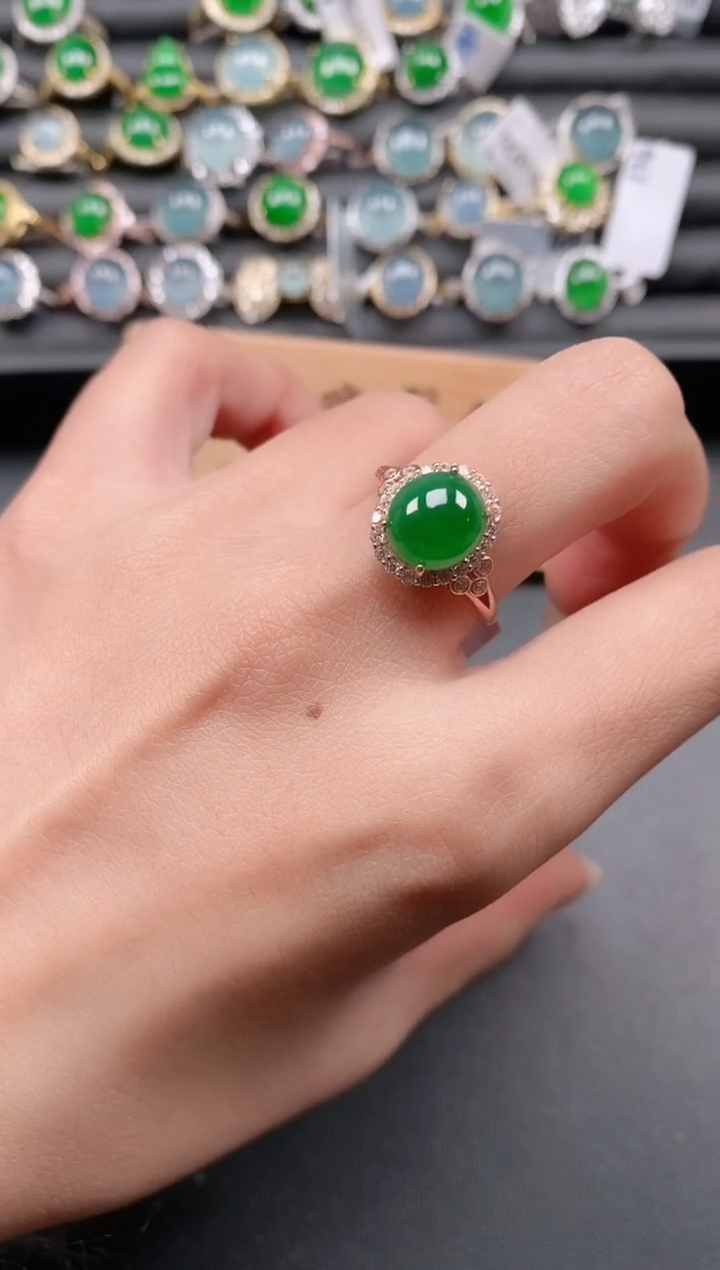 银S925镶嵌戒指翡翠1111111