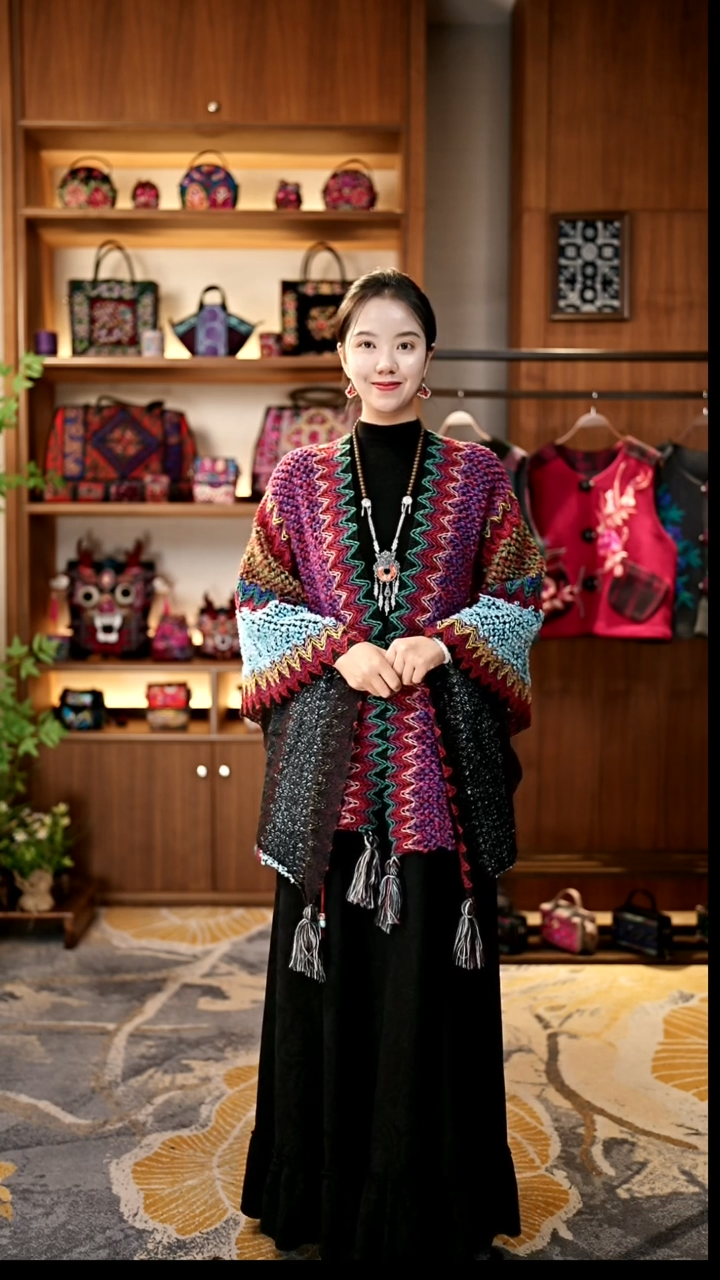 刺绣私人定制苗族手工胭脂披肩